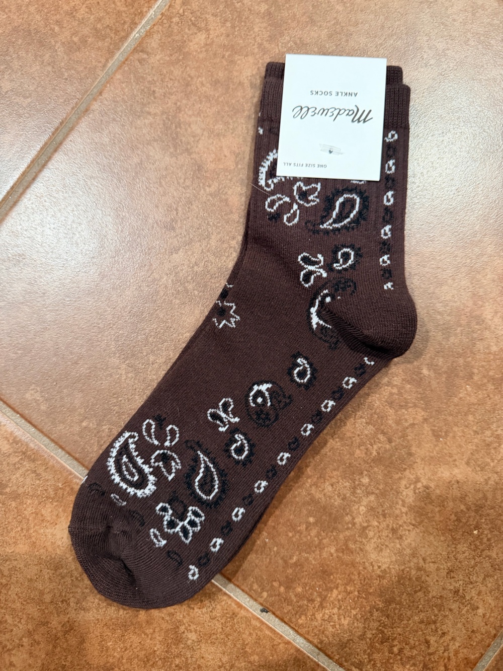 Madewell Brown Paisley Ankle Socks